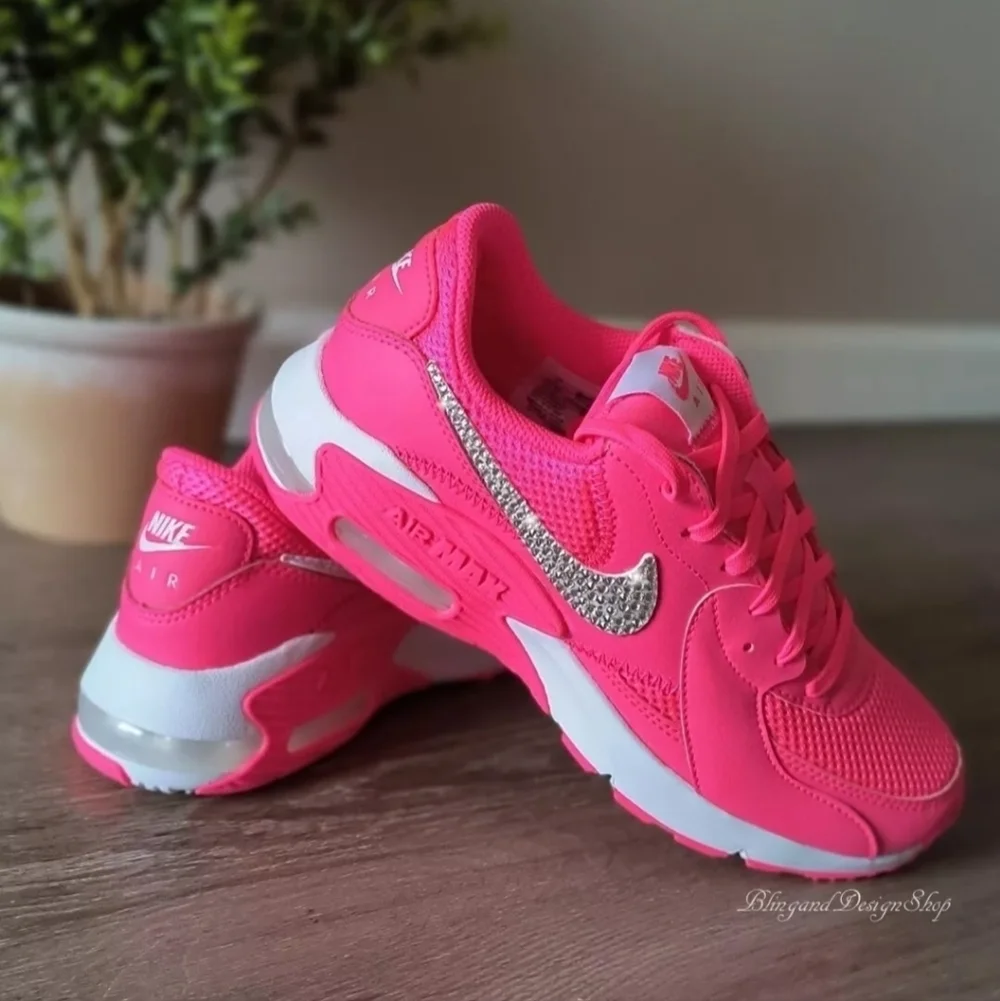 Nike Air Max Excee Womens Pink Sneakers Shoes Made with Swarovski Crystals